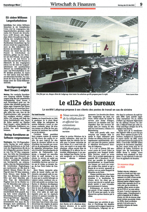 Article Luxemburger Wort – Inauguration DR – Scan